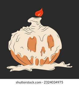 Halloween pumpkin with candle. Vector in cartoon style. All elements are isolated