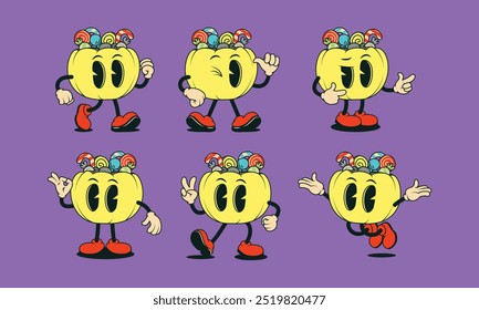 Halloween Pumpkin Candy Basket Cartoon Character Illustration with Various Styles