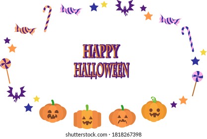 Halloween pumpkin and candy decoration frame
