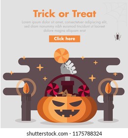 Halloween Pumpkin Candy Storage Flat Design Illustration