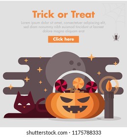 Halloween Pumpkin Candy Storage Flat Design Illustration