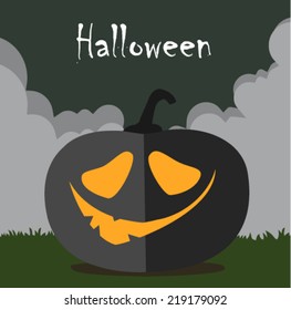 halloween pumpkin card - flat design vector 