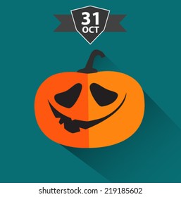 halloween pumpkin card in flat design 