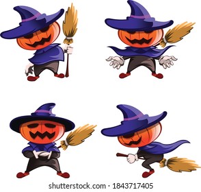 Halloween pumpkin cartoon characters collection