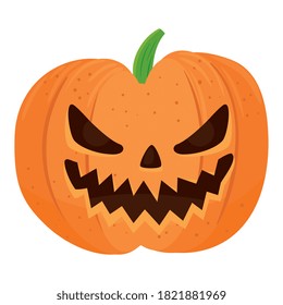 halloween pumpkin cartoon design, happy holiday and scary theme Vector illustration