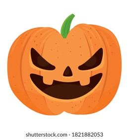 halloween pumpkin cartoon design, happy holiday and scary theme Vector illustration