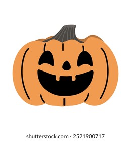Halloween pumpkin in cartoon flat