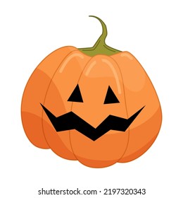 Halloween pumpkin in cartoon flat style isolated on white background. Funny vector illustration for graphic design.