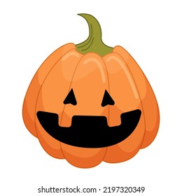 Halloween pumpkin in cartoon flat style isolated on white background. Funny vector illustration for graphic design.