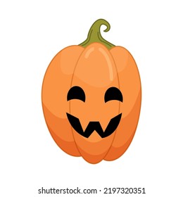 Halloween pumpkin in cartoon flat style isolated on white background. Funny vector illustration for graphic design.