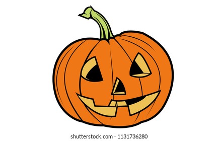 Halloween Pumpkin cartoon jack o lantern vector with transparent background