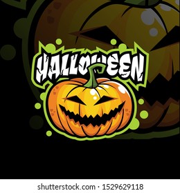  Halloween pumpkin cartoon logo vector