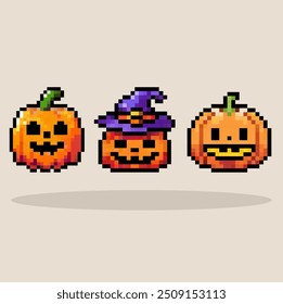 Desenho de abóbora de Halloween em pixel art vetor