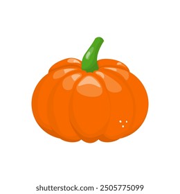 Calabaza de Halloween en estilo de dibujos animados. Ilustración vectorial de stock. Para pegatinas, postales.  Imagen aislada sobre un fondo blanco.