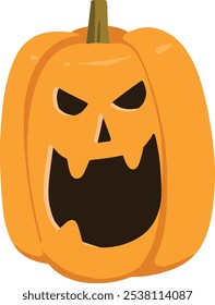 Halloween Pumpkin Cartoon Vector in Flat Design Style