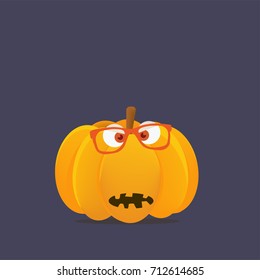 Halloween Pumpkin cartoon vector illustration with a space or place for copy or text. Isolated funny pumpkin face or head with eyes and teeth is great for halloween party or thanksgiving day dinner.