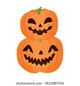 halloween pumpkin cartoons design, happy holiday and scary theme Vector illustration