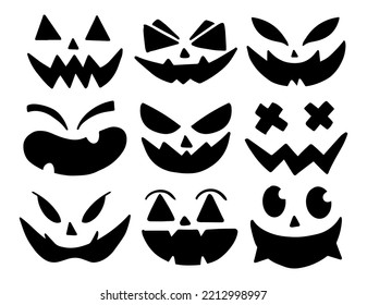 Halloween pumpkin carved face character collection illustration vector.