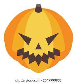 Halloween pumpkin with carved scary face isometric illustration is perfect for any project needing a spooky element