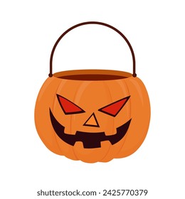 Halloween Pumpkin Cauldron Vector Illustration