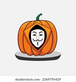 Carácter de calabaza de Halloween 8 vector, hacker de calabaza