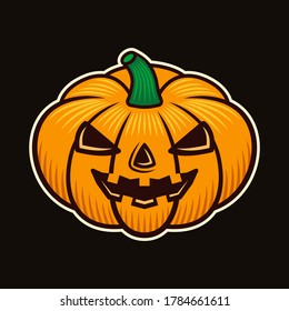 Halloween pumpkin character colorful vector illustration in cartoon style isolated on dark background