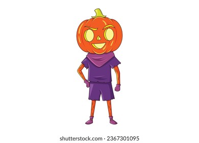 Halloween Pumpkin Character Design Illustration