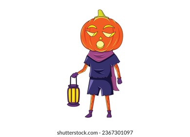 Halloween Pumpkin Character Design Illustration