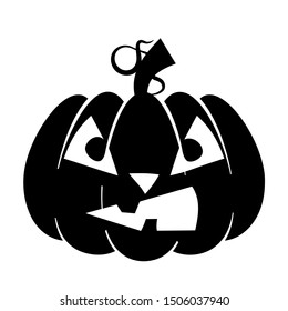 Halloween pumpkin character. Pumpkin with emotions. Silhouette illustration for the holiday. Pumpkin on a white background. Stencil for cutting. Template for laser cutting.