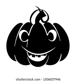 Halloween pumpkin character. Pumpkin with emotions. Silhouette illustration for the holiday. Pumpkin on a white background. Stencil for cutting. Template for laser cutting.