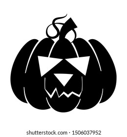 Halloween pumpkin character. Pumpkin with emotions. Silhouette illustration for the holiday. Pumpkin on a white background. Stencil for cutting. Template for laser cutting.