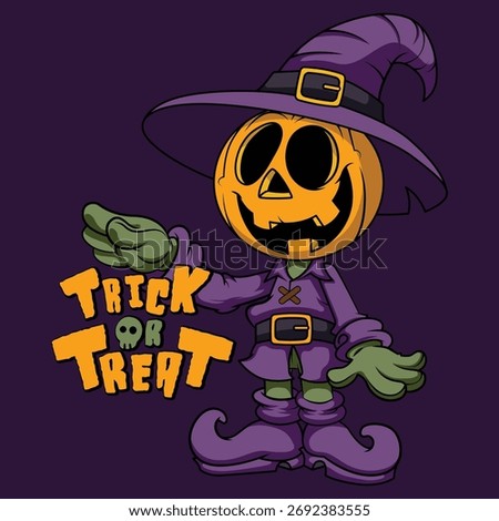 Halloween Pumpkin Character Pointing Vector Art Cute Cartoon