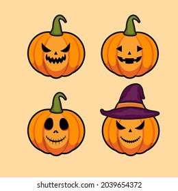 halloween pumpkin character set vector design