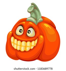 Halloween pumpkin with cheerful face without background. Vector cartoon Illustration.