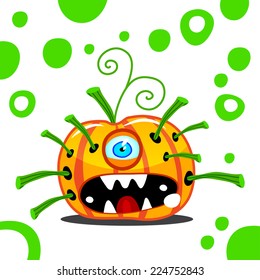 Halloween, pumpkin, cheerful monster, vector illustration