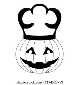 Halloween pumpkin with a chef hat icon. Vector illustration design