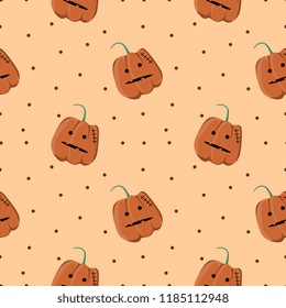 Halloween pumpkin childish seamless pattern. vector illustration for fashion textile print and wrapping with festive design.
