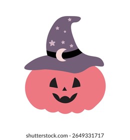 Halloween pumpkin clipart. Cute girly Halloween hand drawn vector illustration.