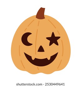 Clipart de calabaza de Halloween. Lindo objeto de temporada dibujado a mano. Ilustración vectorial en estilo plano