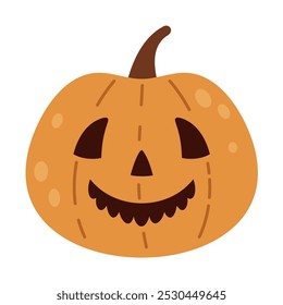 Clipart de calabaza de Halloween. Lindo objeto de temporada dibujado a mano. Ilustración vectorial en estilo plano