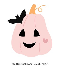 Halloween pumpkin clipart. Pink Pumpkin clipart. Pink Halloween clip art. Cute girly Halloween hand drawn vector illustration.	