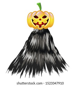 Halloween pumpkin with a cloak, vector art illustration.