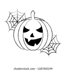 halloween pumpkin with cobweb cartoon