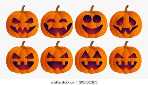 Halloween pumpkin collection set, Vector	