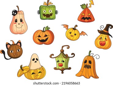 Halloween Pumpkin Collection Vector Illustration