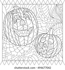 halloween/ pumpkin/ color book for adult/ zentangle style 