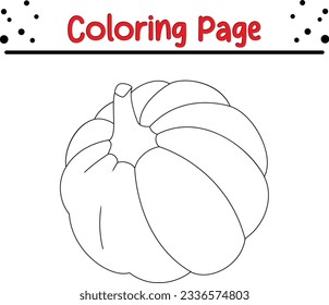 Halloween pumpkin coloring page for children. Black and white vector illustration for coloring book