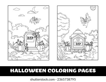 Halloween pumpkin coloring pages for kids. Halloween education coloring page for preschool children..