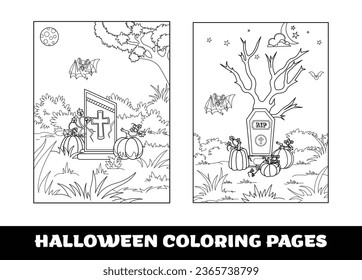 Halloween pumpkin coloring pages for kids. Halloween education coloring page for preschool children..