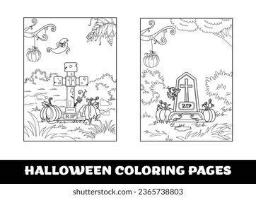 Halloween pumpkin coloring pages for kids. Halloween education coloring page for preschool children..
